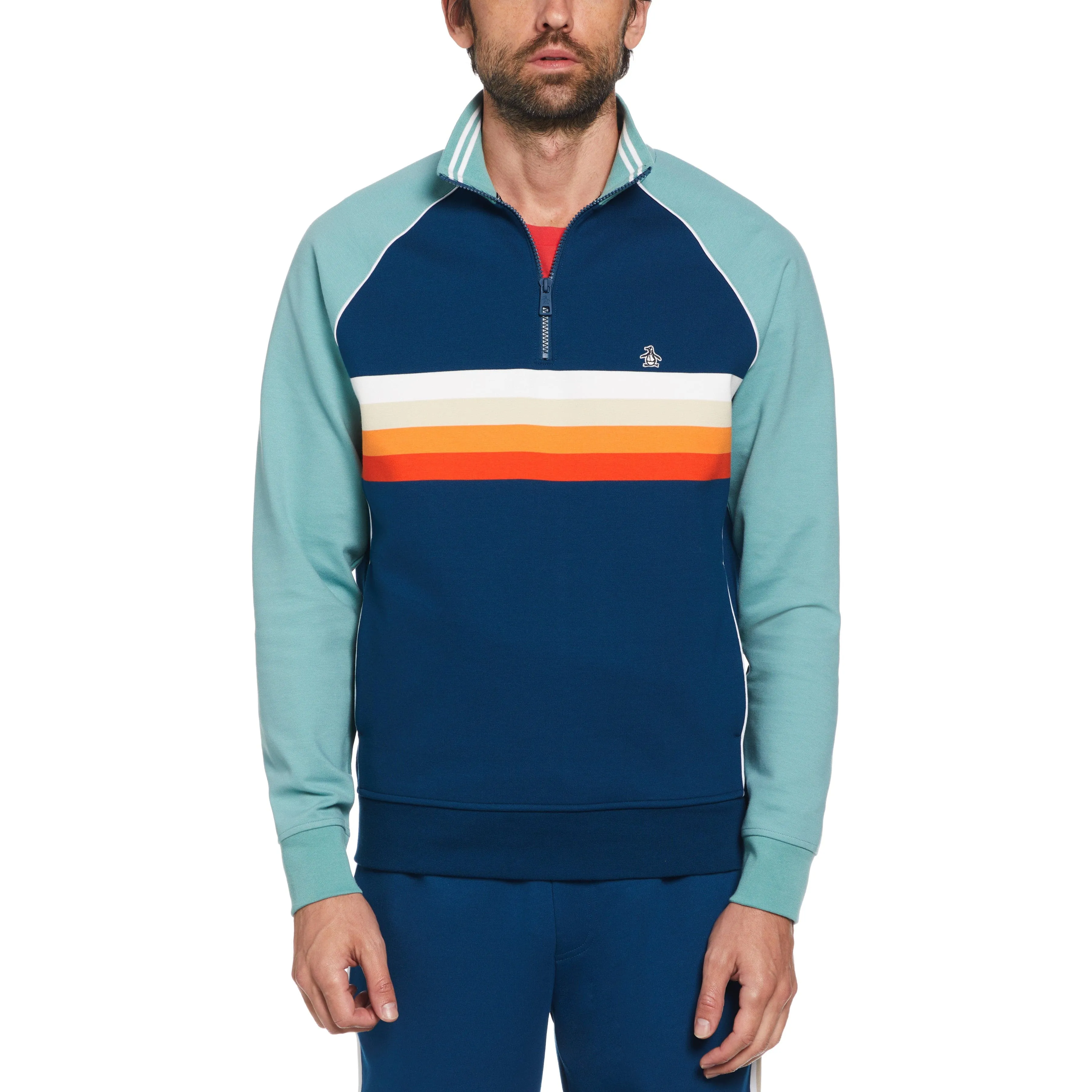 1/4 Zip Color Block Stripe Shirt