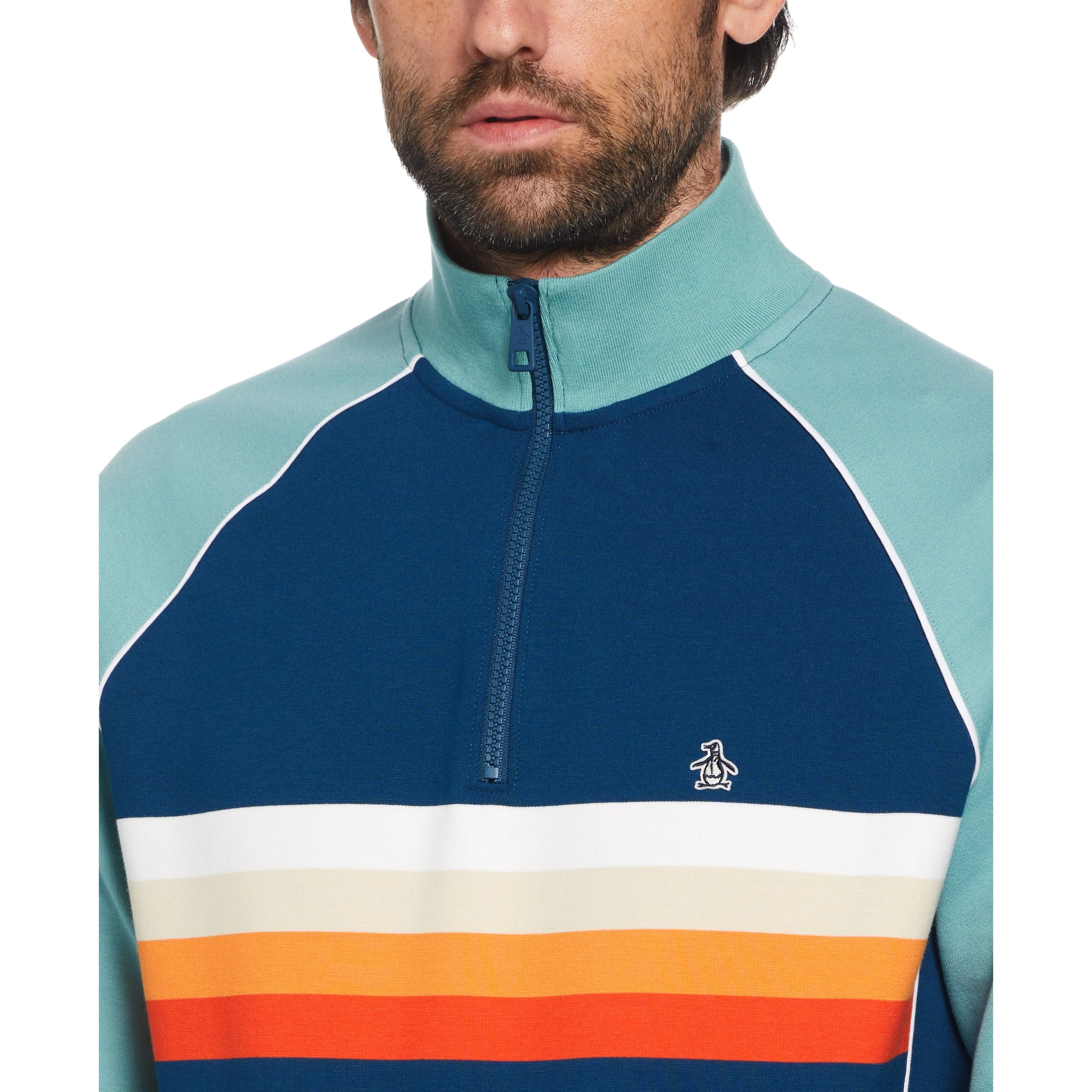 1/4 Zip Color Block Stripe Shirt