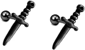 16g Knife Tiny Small Cartilage Tragus Barbell Stud Earrings for Women Men Stainless Steel Personalized Punk Minimalist Dagger Sword Hypoallergenic Piercing Post Screw Back Fashion Jewelry Gifts