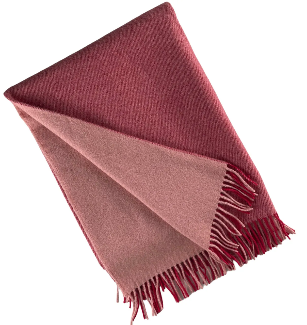 2138 - 100% Wool Two-Tone Throw with Fringe 50"x78"