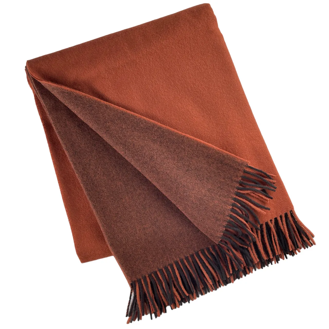 2138 - 100% Wool Two-Tone Throw with Fringe 50"x78"