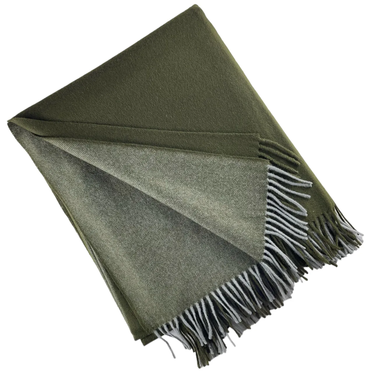 2138 - 100% Wool Two-Tone Throw with Fringe 50"x78"