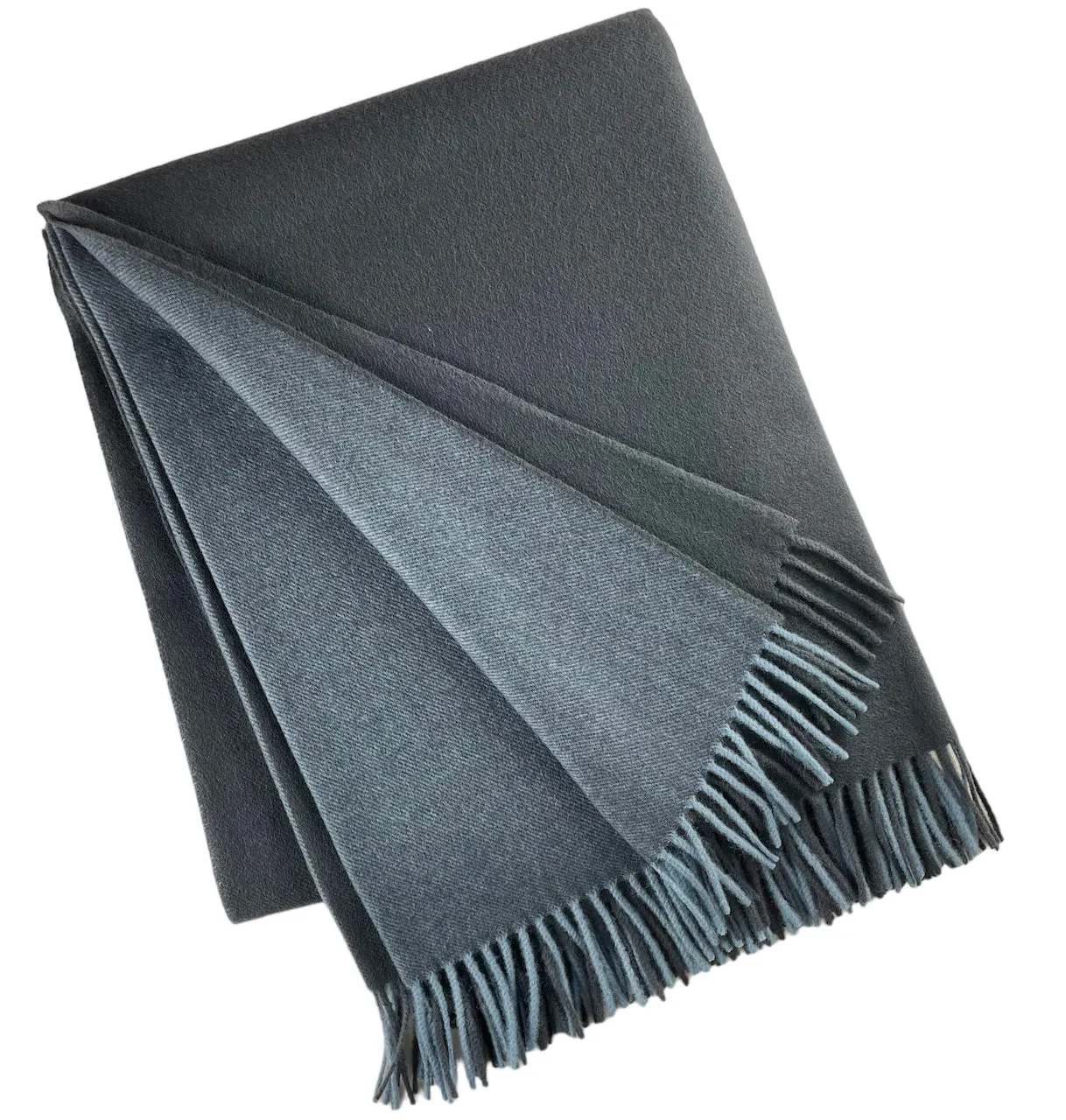 2138 - 100% Wool Two-Tone Throw with Fringe 50"x78"