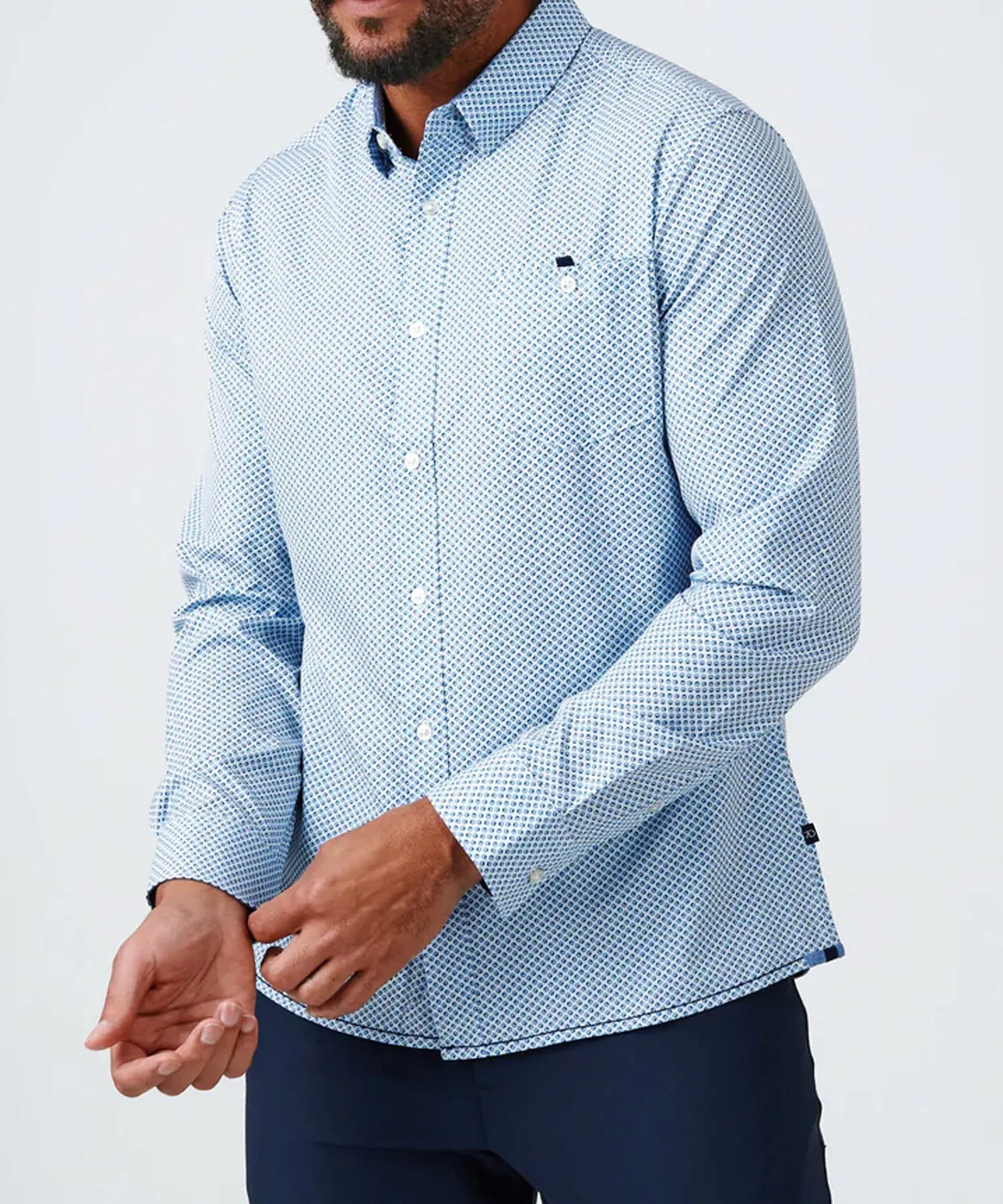 7 Diamonds Toru 4-Way Stretch Long Sleeve Shirt- White
