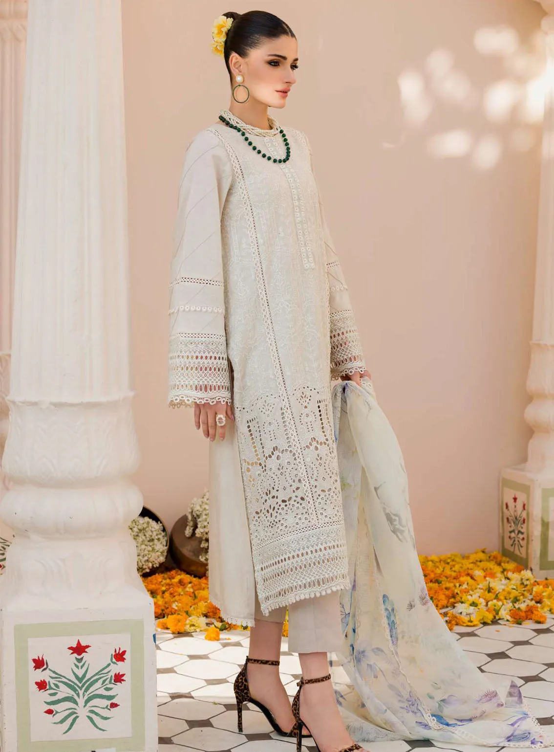 Amal By Motifz Digital Embroidered Lawn 3 Piece Unstitched Suit MT24A 4629-INARA