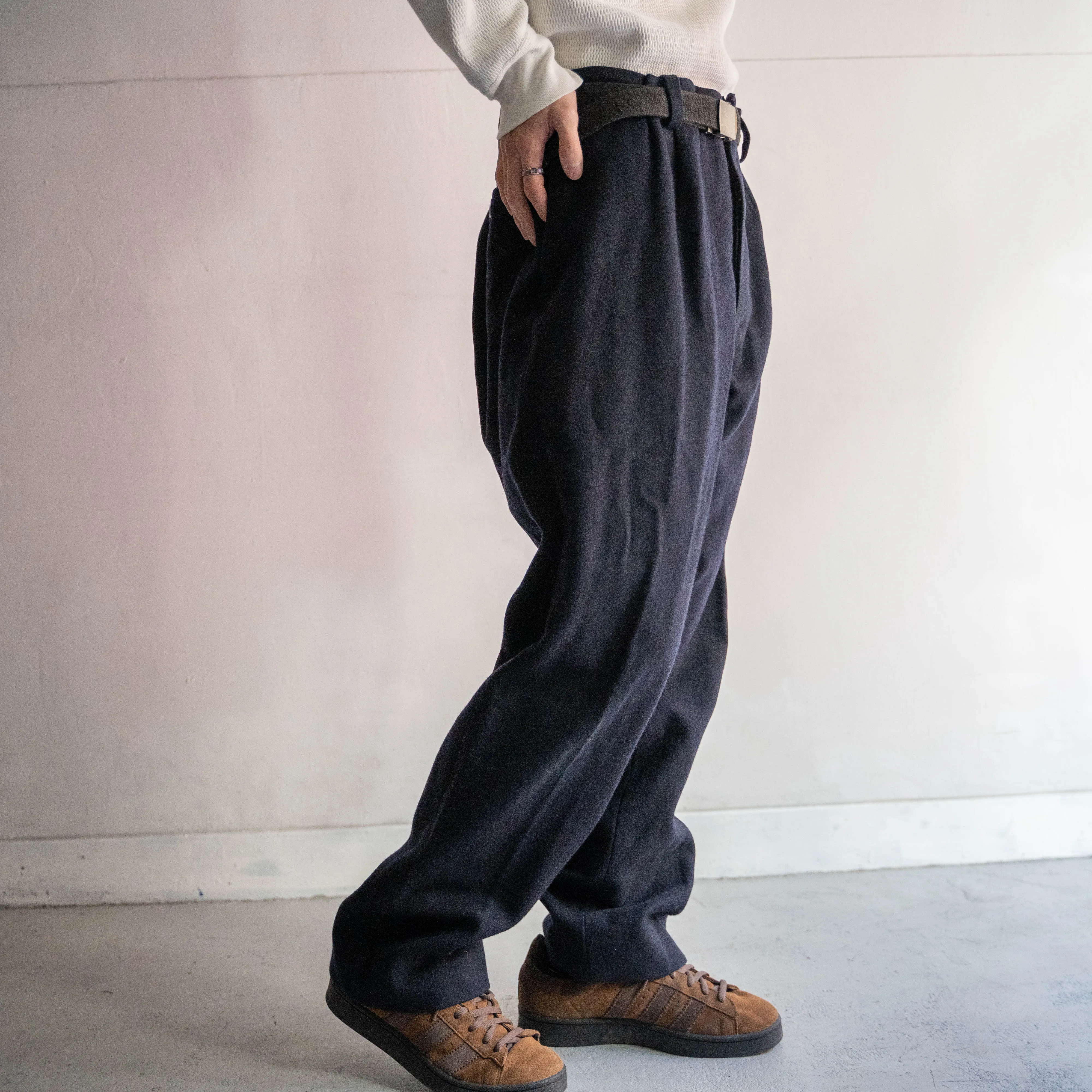 around 1960s France navy wool pants
