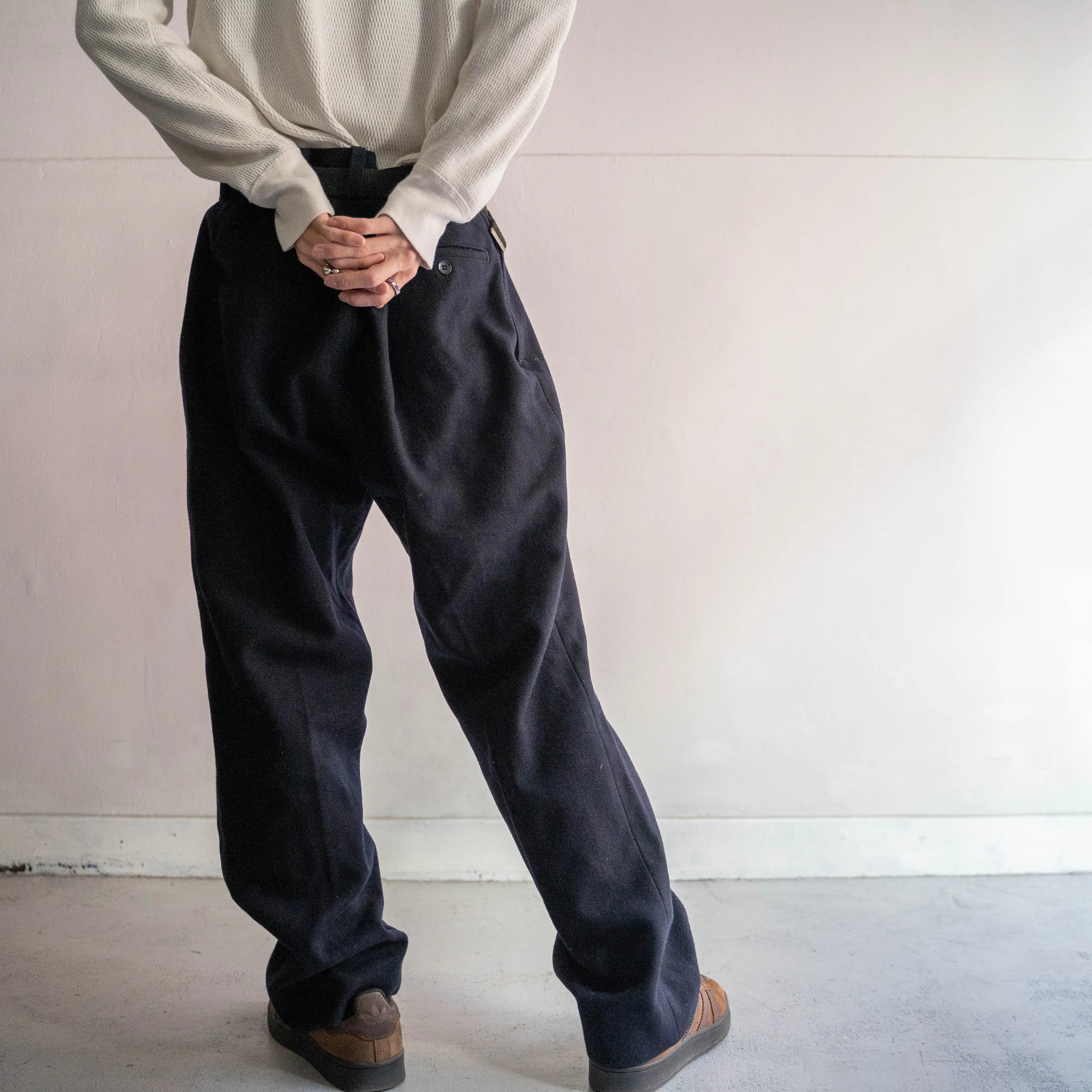 around 1960s France navy wool pants