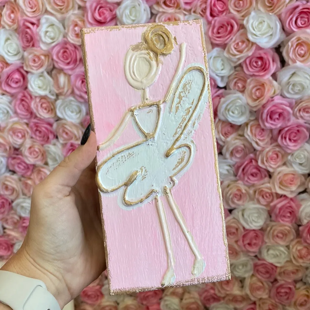 BALLERINA HAND PAINTED WOOD BLOCK 3X7