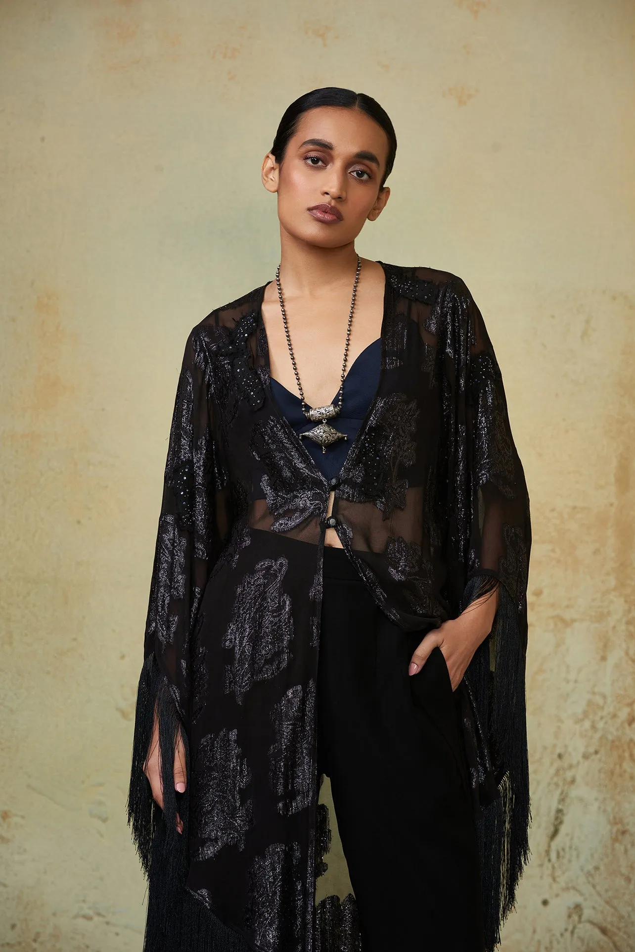 Black Fringe Duster