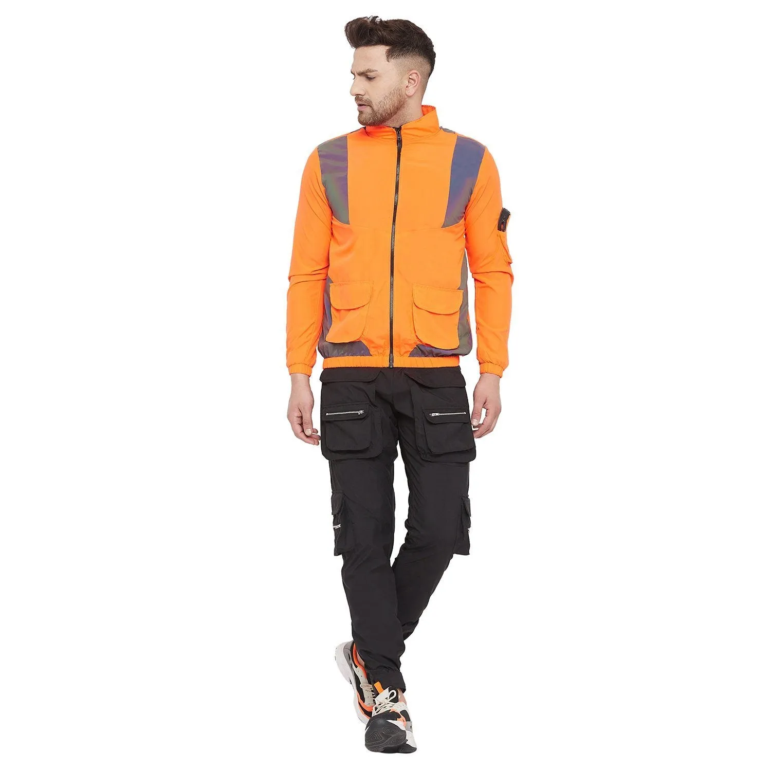 Black Nylon Zipped Cargo Pocket  Trackpant