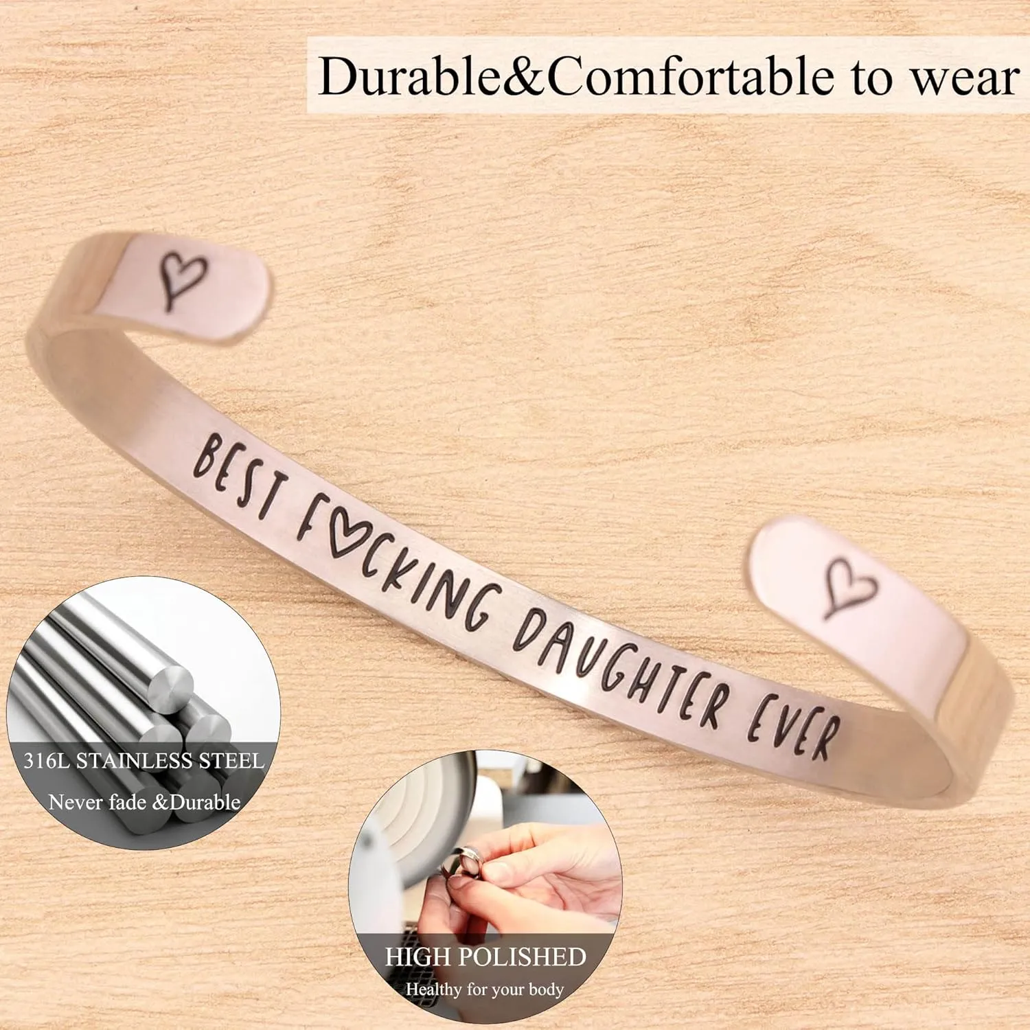 Btysun Inspirational Cuff Bracelet Bangle for Women Teen Girls - Birthday Jewelry Quotes - Friend Gift for Her Mom