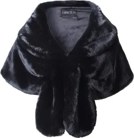 Caracilia Faux Fur Shawl Wrap Stole Shrug Winter Bridal Wedding Cover Up