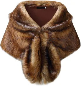Caracilia Faux Fur Shawl Wrap Stole Shrug Winter Bridal Wedding Cover Up