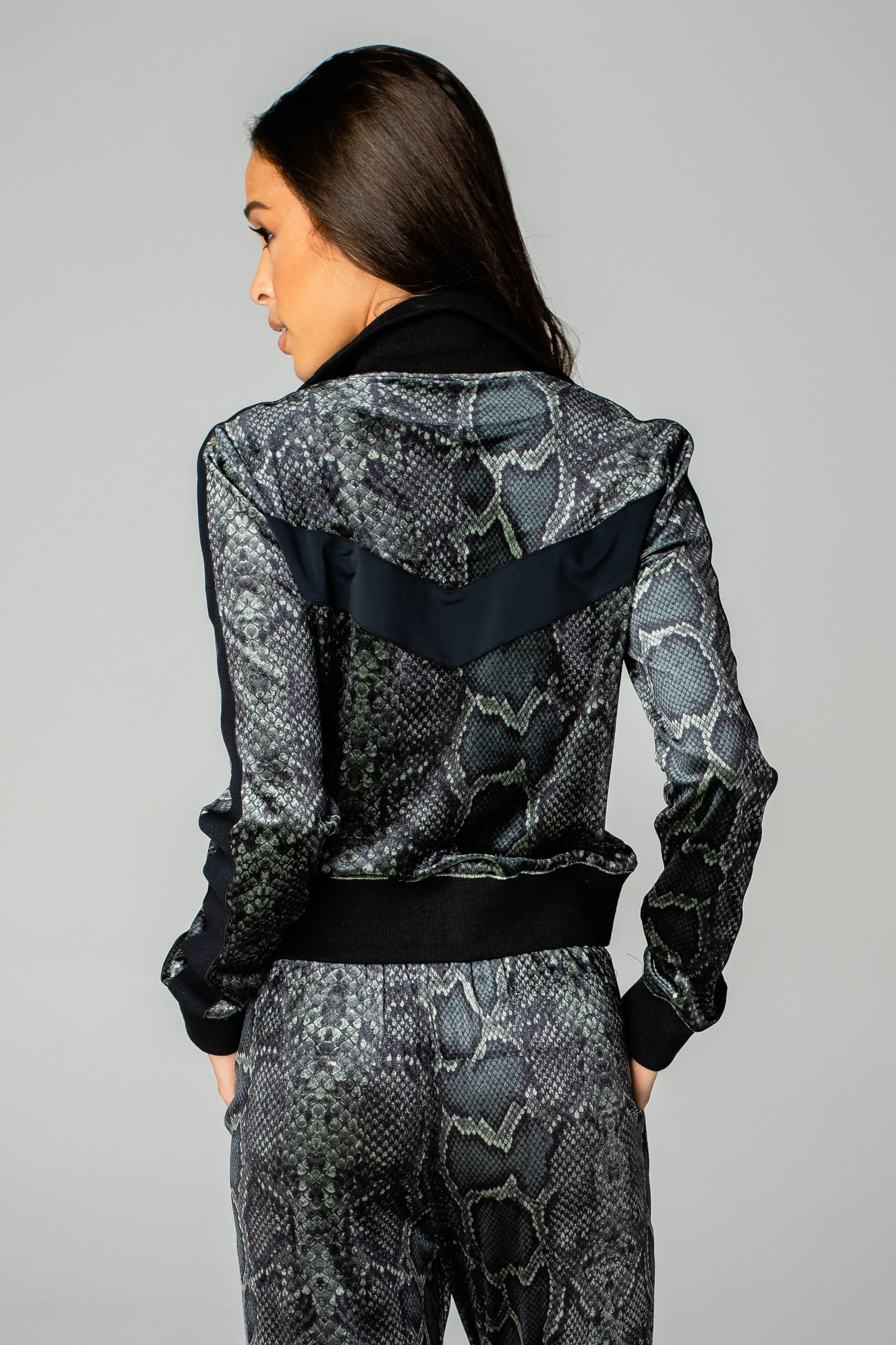 Carmela Velour Track Jacket - Olive