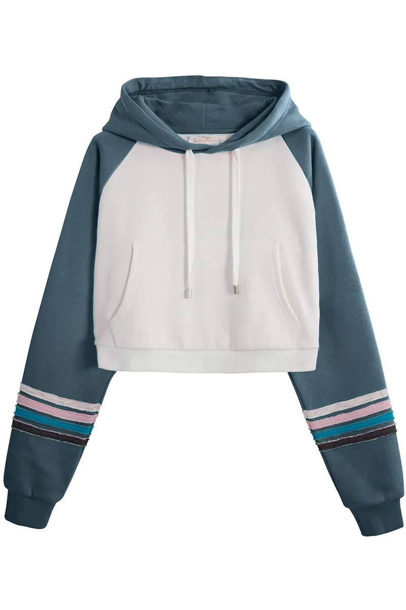 CASUAL LONG SLEEVE CROP TOPS PULLOVER HOODIE SWEATSHIRTS