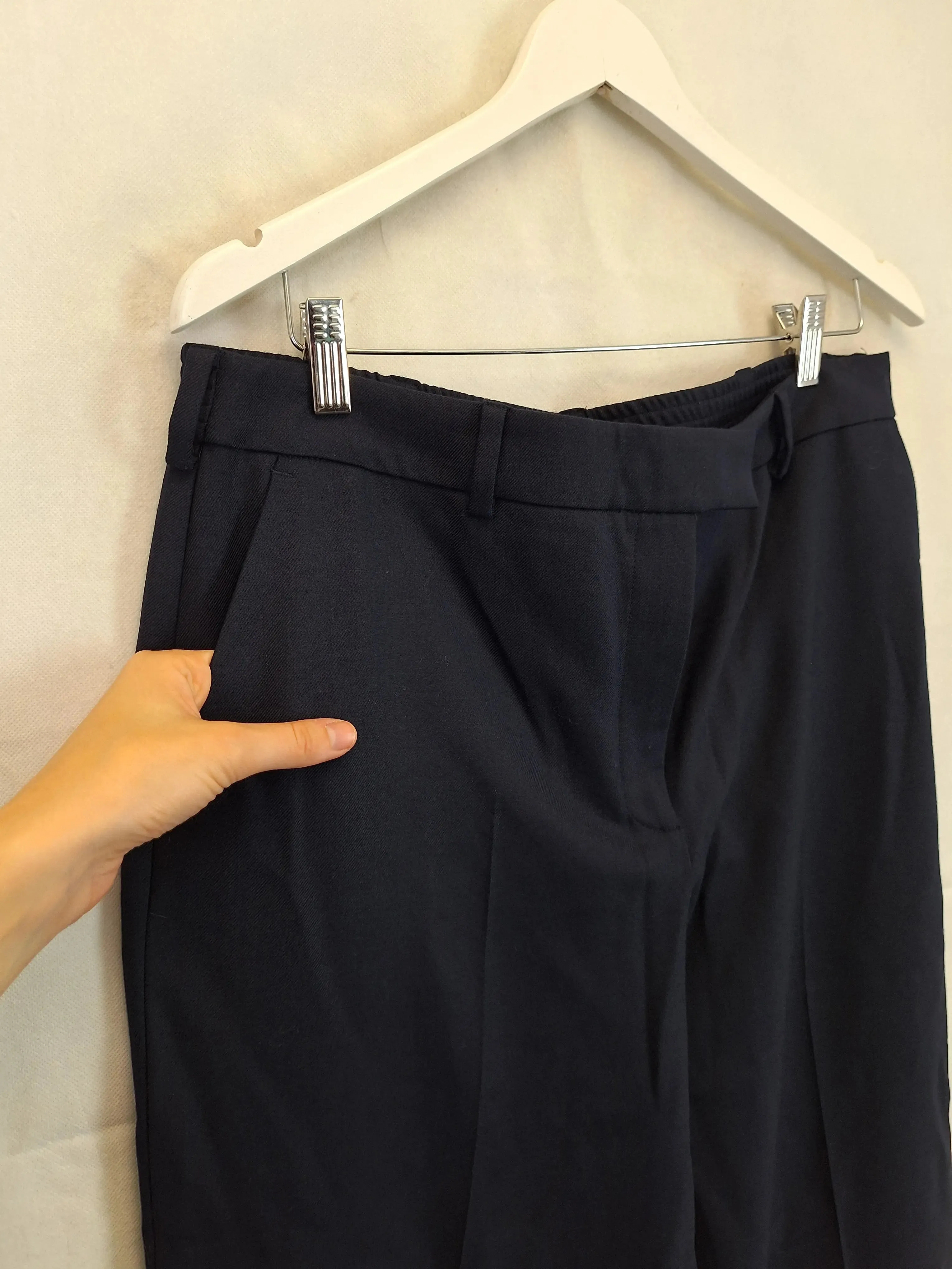Cefinn Navy Wool Blend Wide Leg Pants Size 16