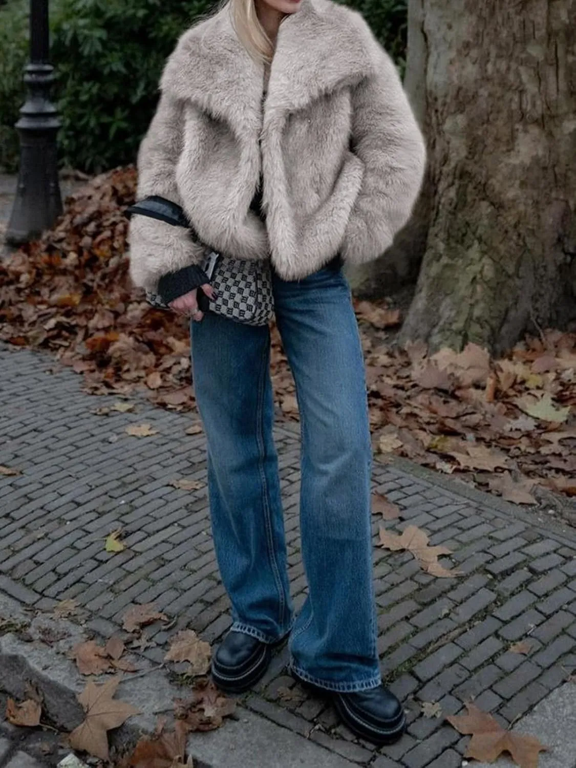 Cicy Bell Womens Faux Fur Coat Winter Shaggy Casual Oversized Lapel Jackets Warm Fuzzy Outerwear