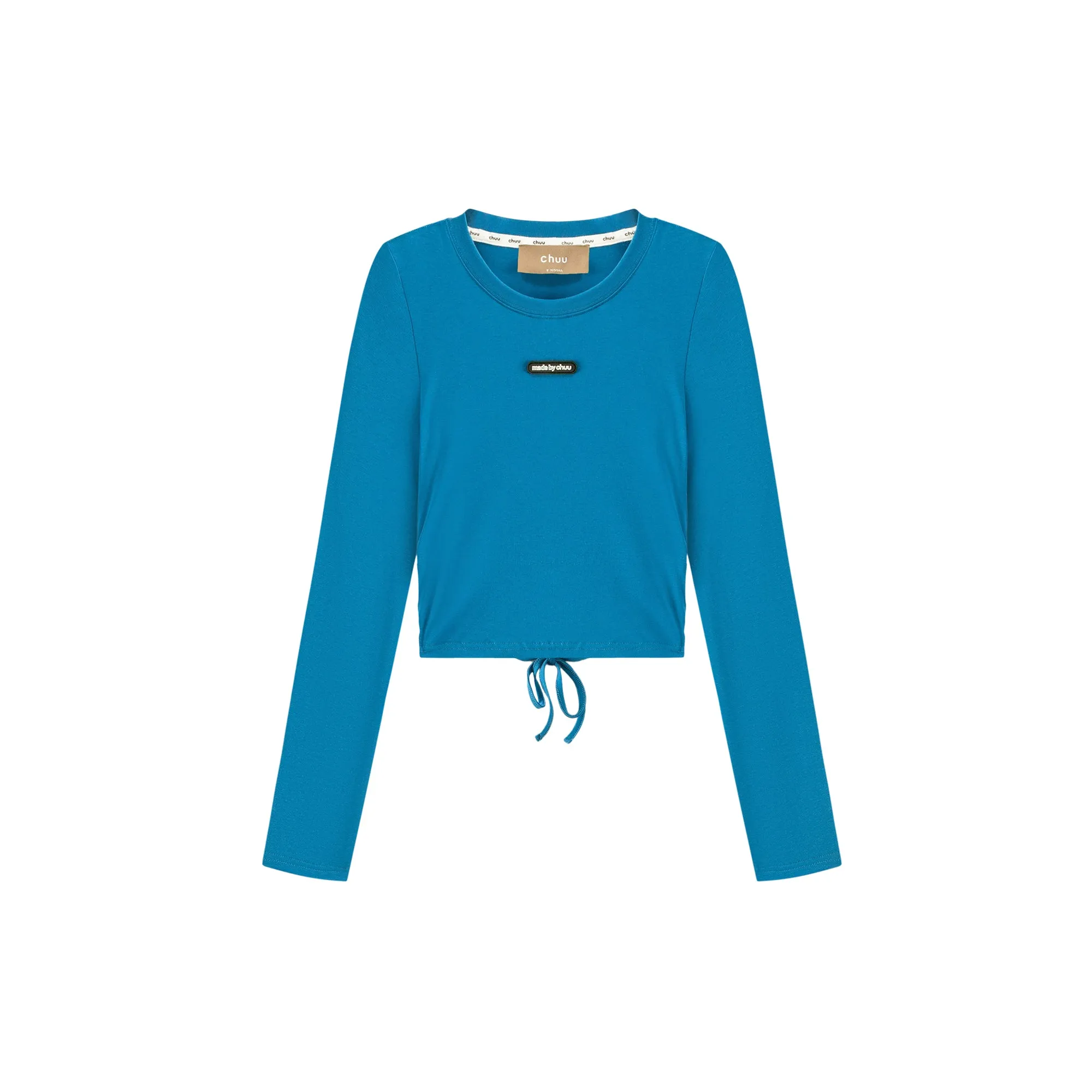 Color Back Wrap Long-Sleeved Top
