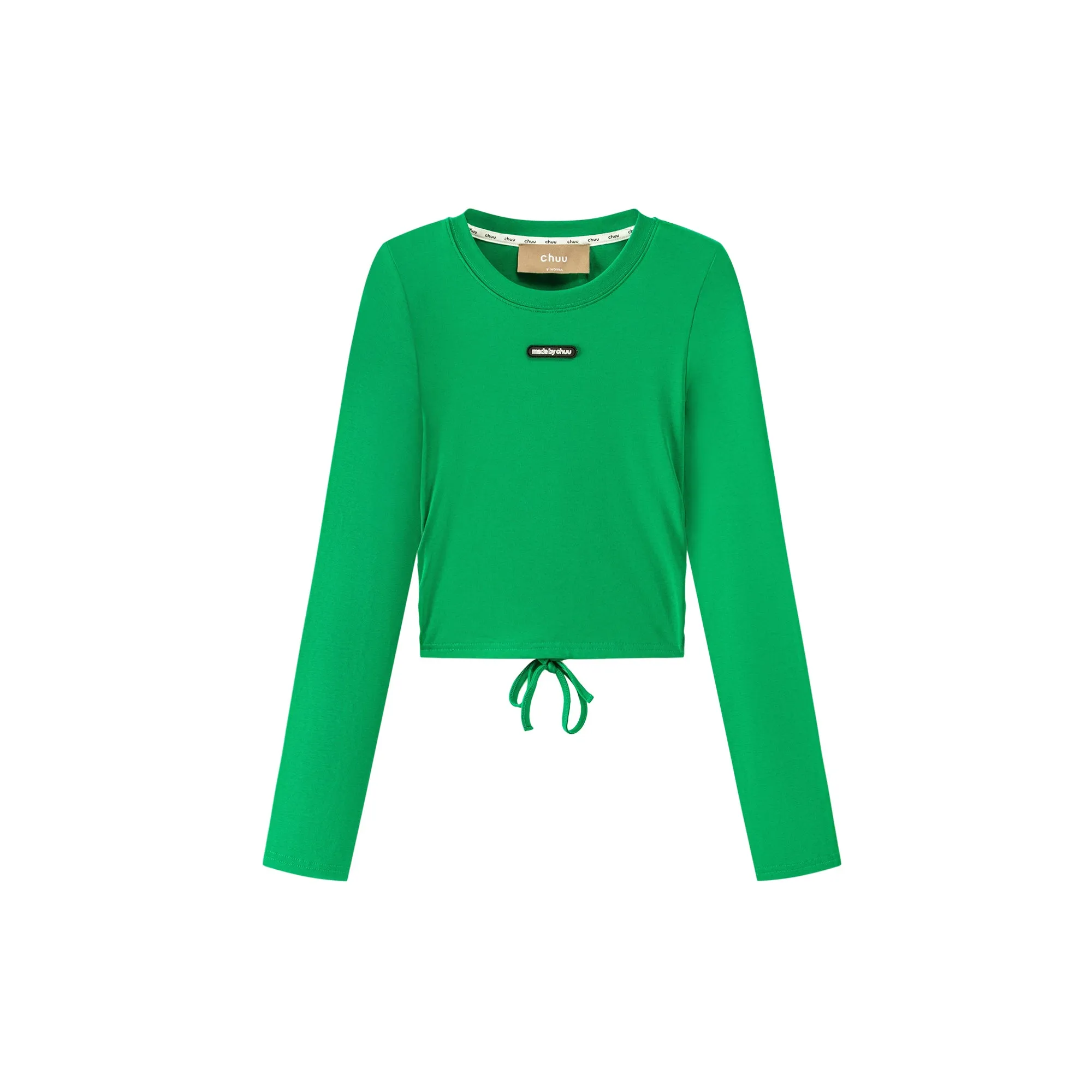 Color Back Wrap Long-Sleeved Top