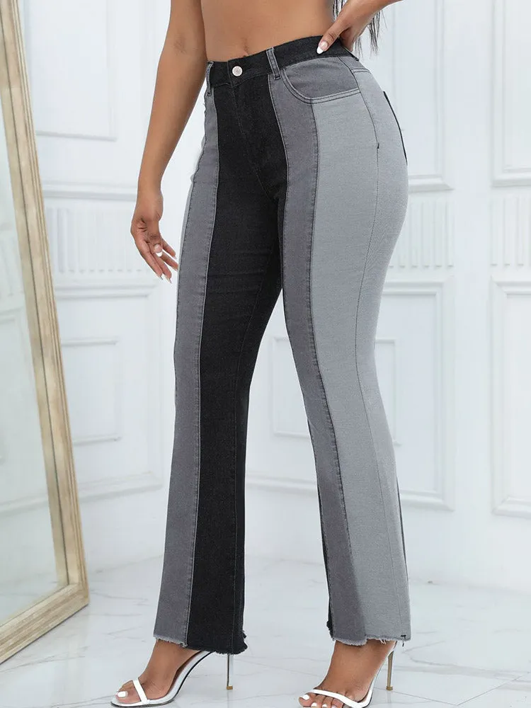 Color Block Flare Jeans