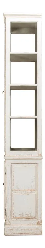 Distressed White Cottage Display Cabinet