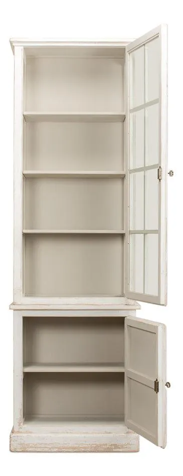 Distressed White Cottage Display Cabinet