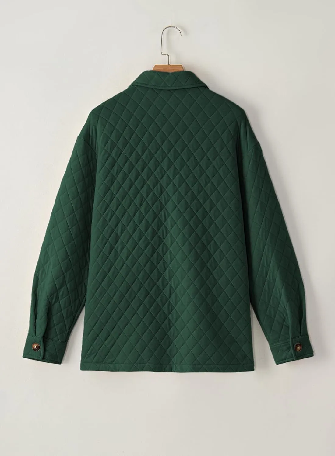 Dokotoo Casual Quilted Jackets for Women Button Down Collared Long Sleeve Shirts Spring Jackets with Pockets 2025