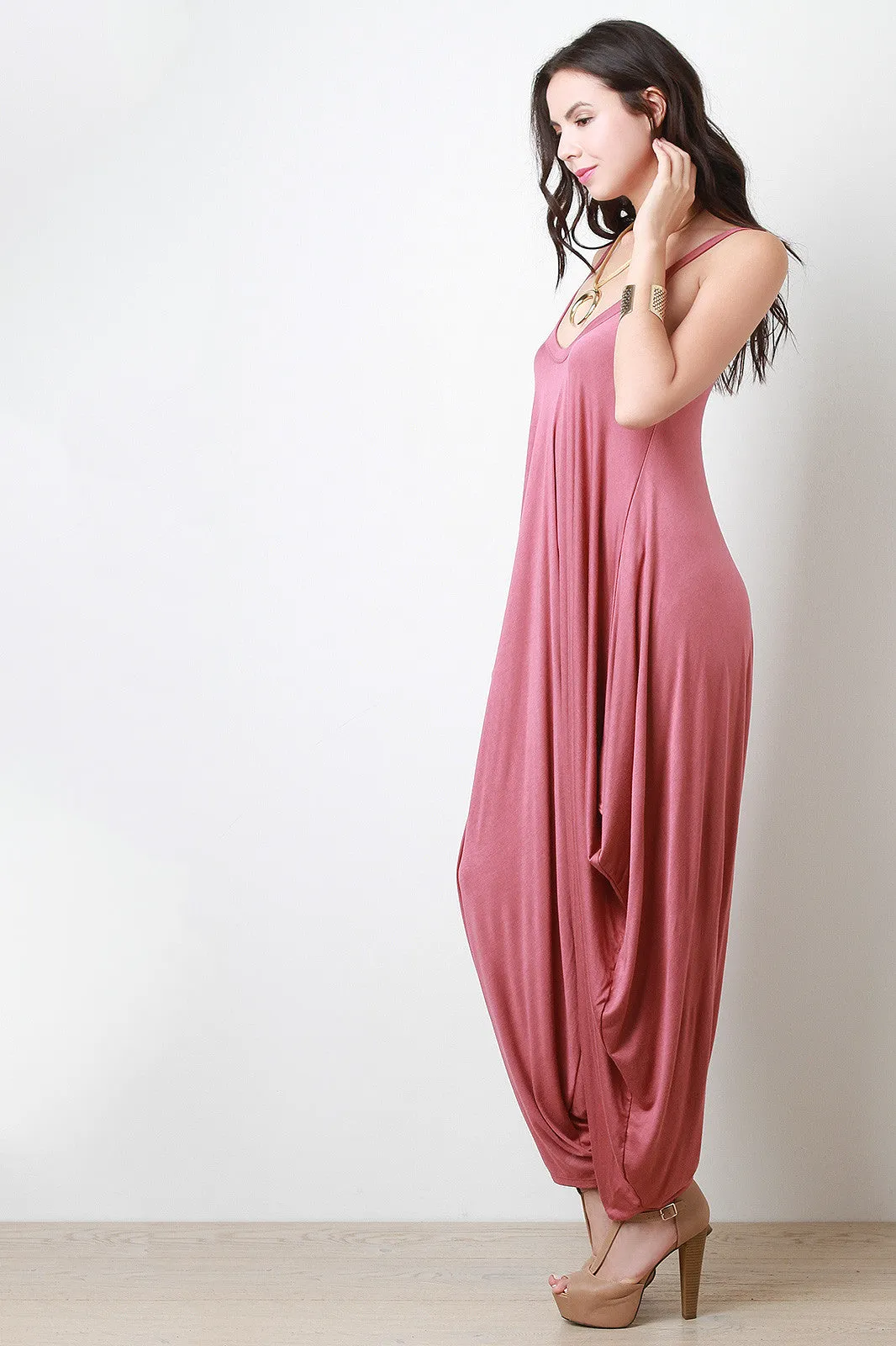 Draping Sides Harem Jumpsuit