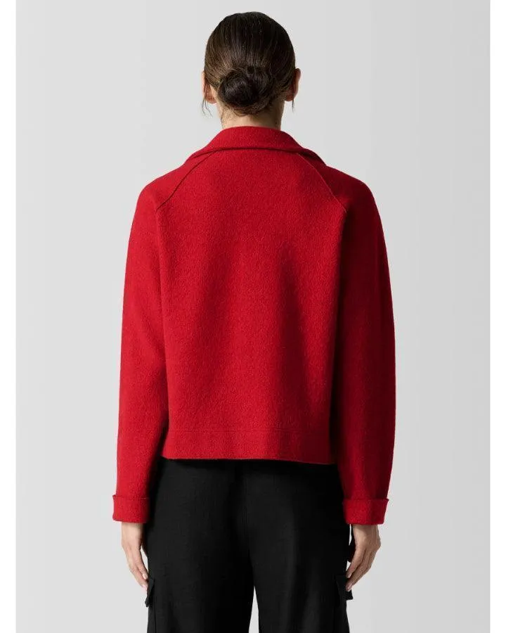 Eileen Fisher Lightweight Boiled Wool Motorcycle Jacket