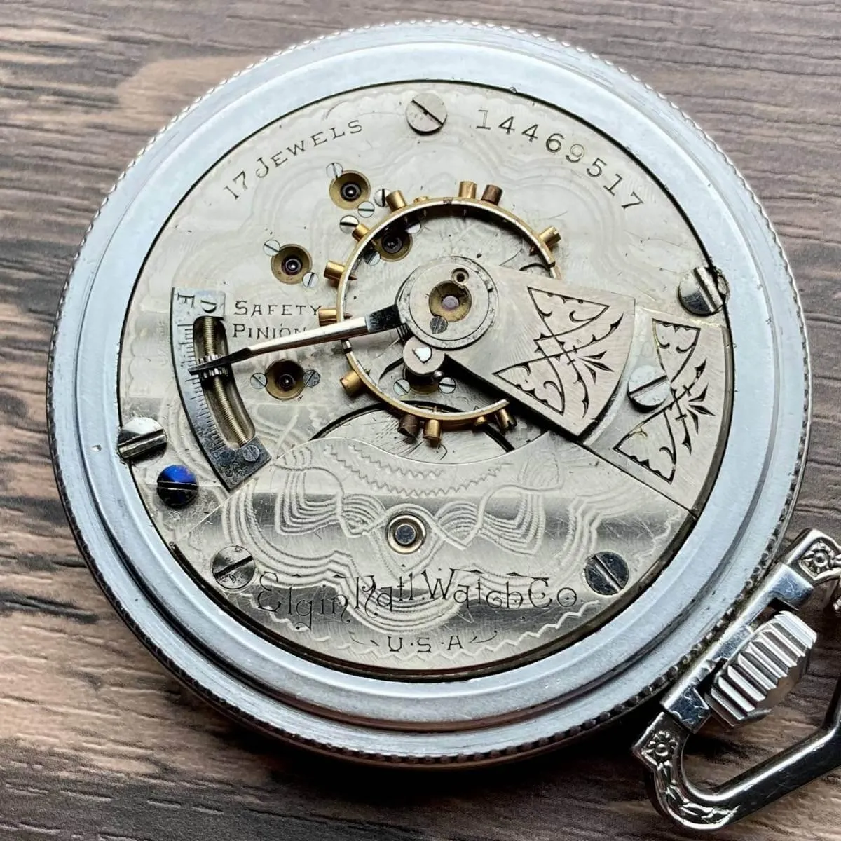 Elgin Pocket Watch 1950s Antique Manual 53mm Vintage
