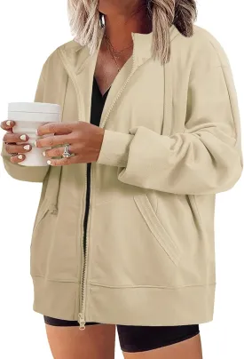 Eytino Women Plus Size Sweatshirts Long Sleeve Zip Up Oversized Casual Hoodies Jackets 2025 Fashion Fall Outfits(1X-5X)