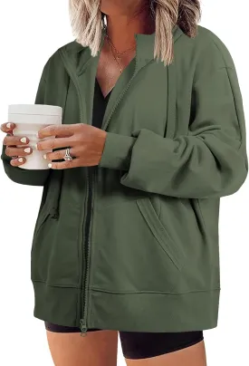 Eytino Women Plus Size Sweatshirts Long Sleeve Zip Up Oversized Casual Hoodies Jackets 2025 Fashion Fall Outfits(1X-5X)