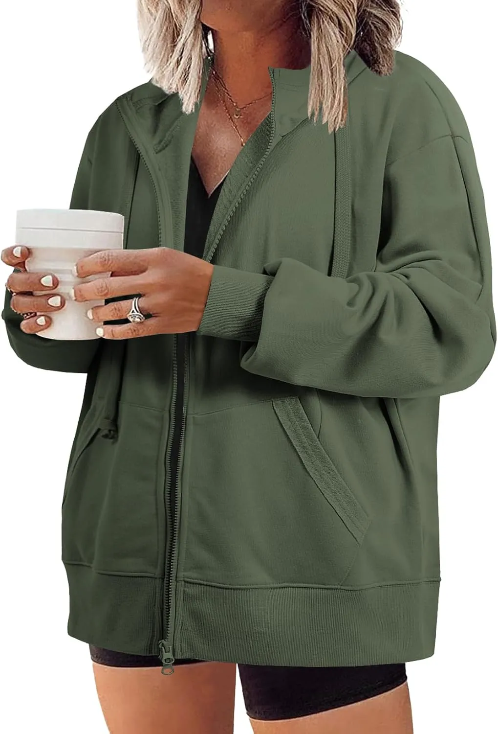 Eytino Women Plus Size Sweatshirts Long Sleeve Zip Up Oversized Casual Hoodies Jackets 2025 Fashion Fall Outfits(1X-5X)