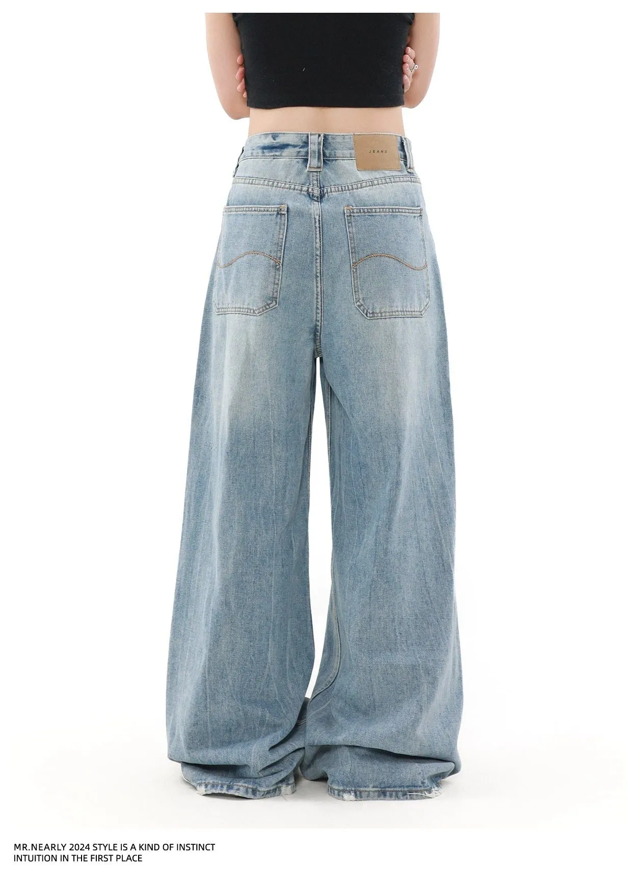 Faded Distressed Edge Jeans
