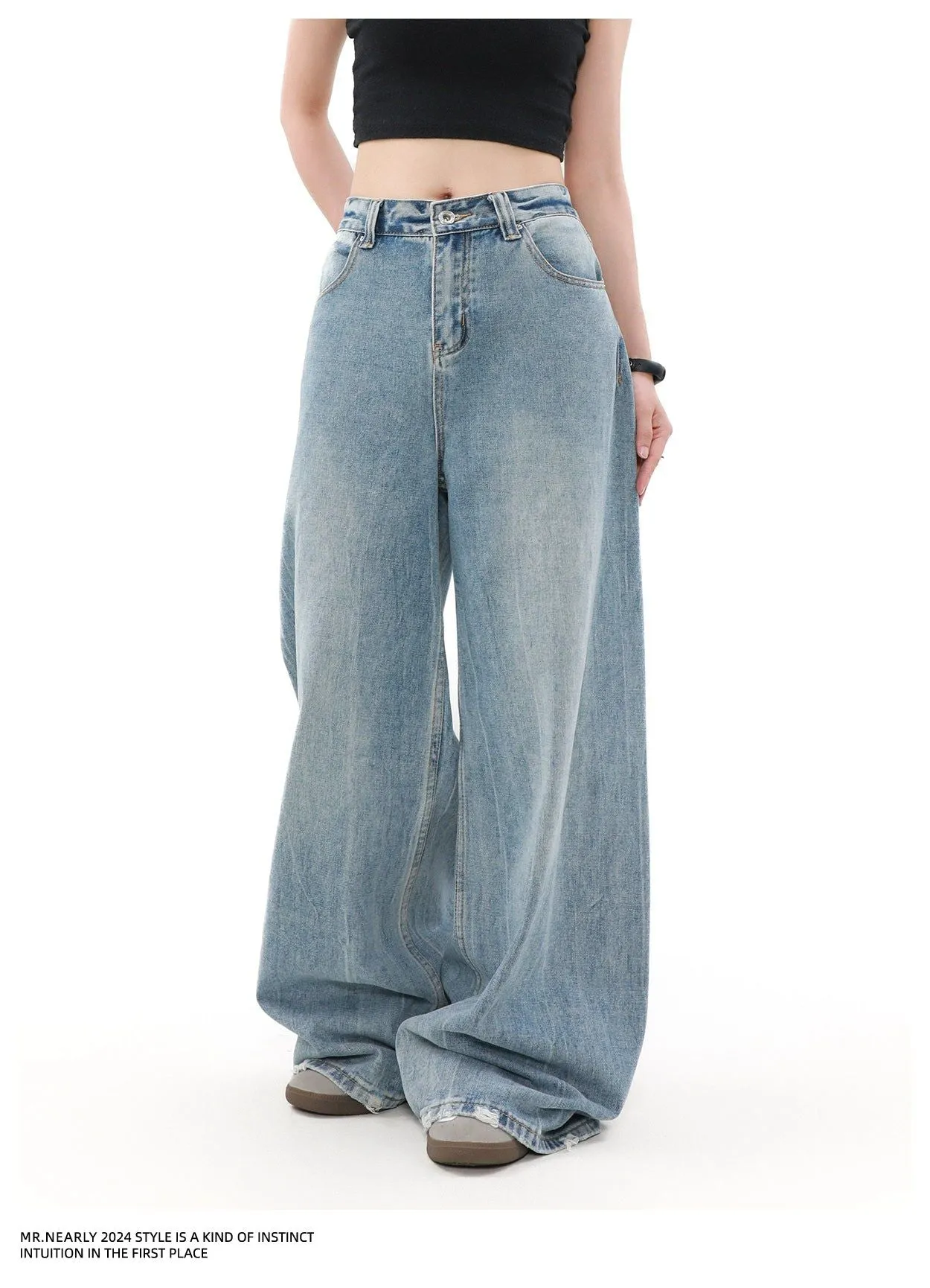 Faded Distressed Edge Jeans