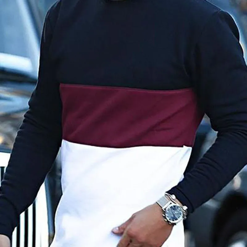 Fashion Casual Hit Color Round Neck T-Shirt