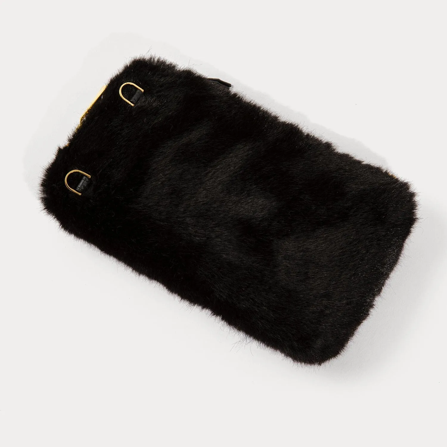 Faux Fur Expanded Pouch - Black/Gold