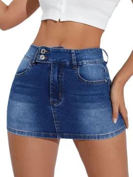 Floerns Women's Casual High Waist Zipper Up Denim Bodycon Mini Skirt