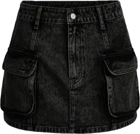 Floerns Women's High Waisted Denim Mini Skirt Flap Pocket Bodycon Jean Cargo Skirts
