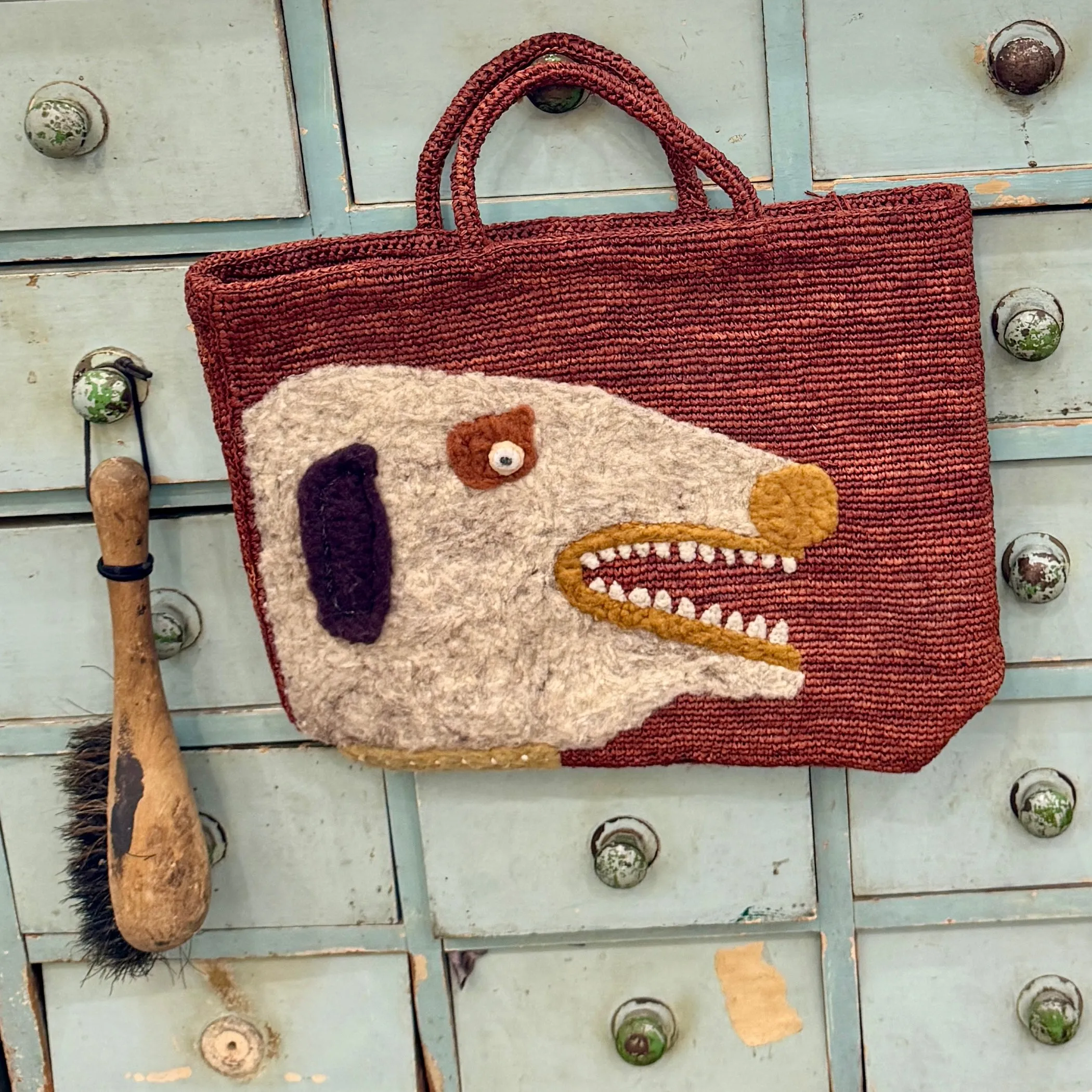 Grrrr felted dog tote
