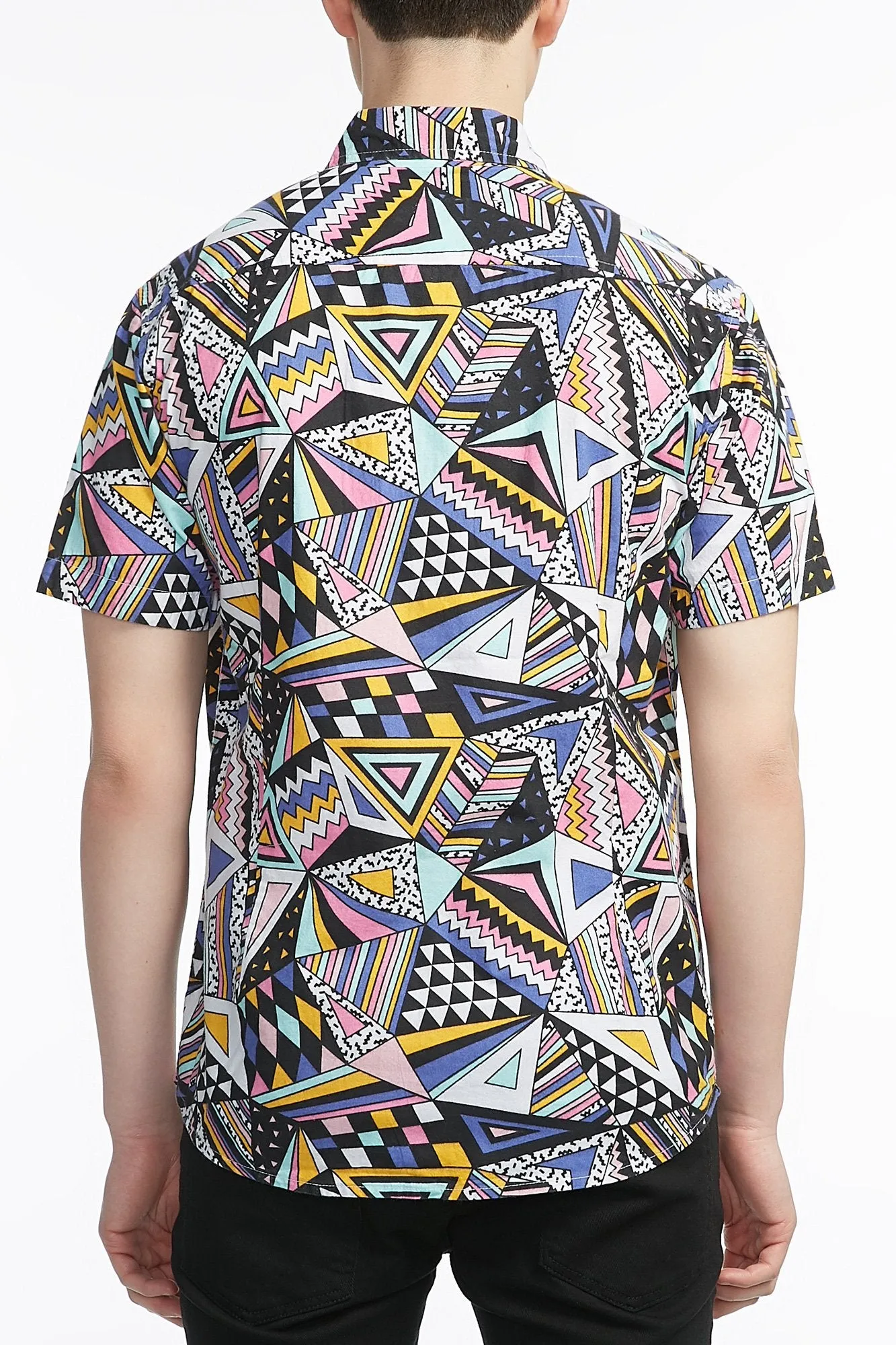 Guys Poplin Geometry Button Up Shirt