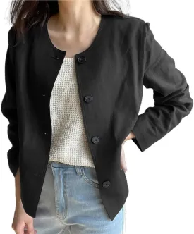 IDEALSANXUN Womens Linen Jackets Spring Summer Lightweight Linen Blazer Cardigan Tops