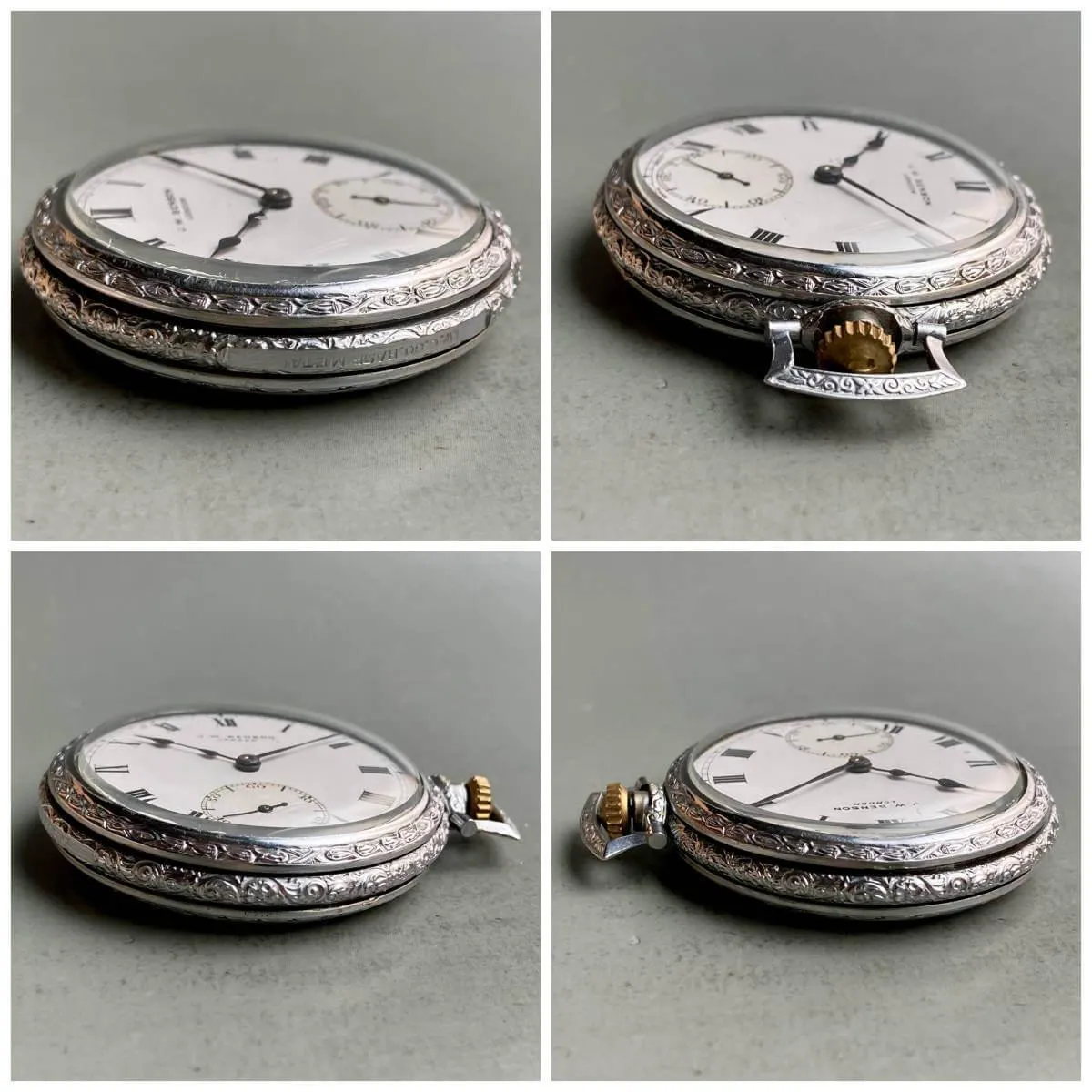 J.W. Benson Pocket Watch Manual Antique Open Face 44mm Vintage Silver