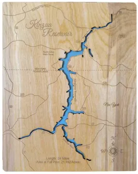 Kinzua Lake in New York and Pennsylvania - Laser Cut Wood Map
