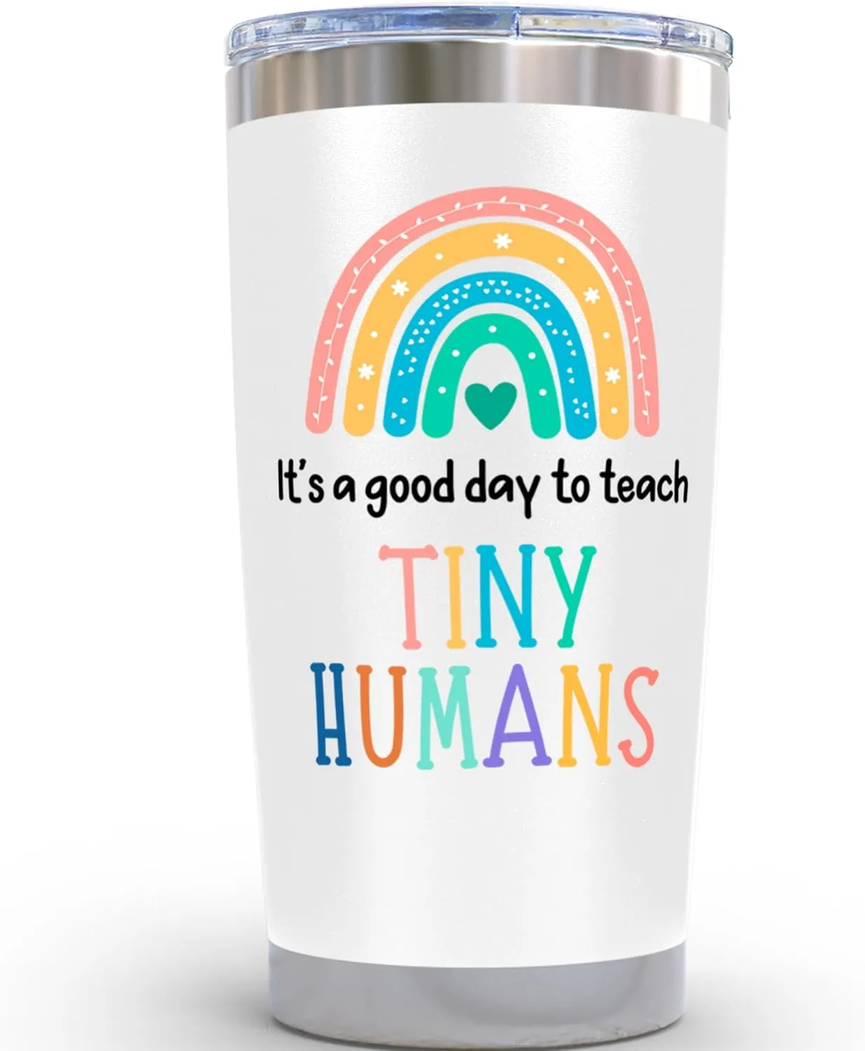 KLUBI Teacher Appreciation Gifts for Women - It's a Good Day To Teach Tiny Humans 20oz White Tumbler Gift for Kindergarten, High School, Pre K, Elementary, Middle and Preschool Teachers Week Present