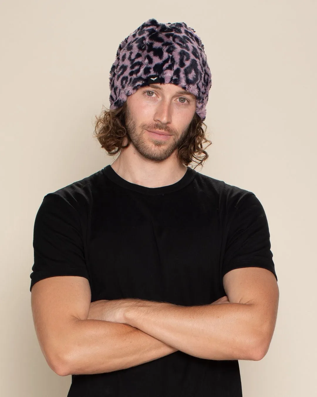 Lavender Leopard Faux Fur Beanie | Men's