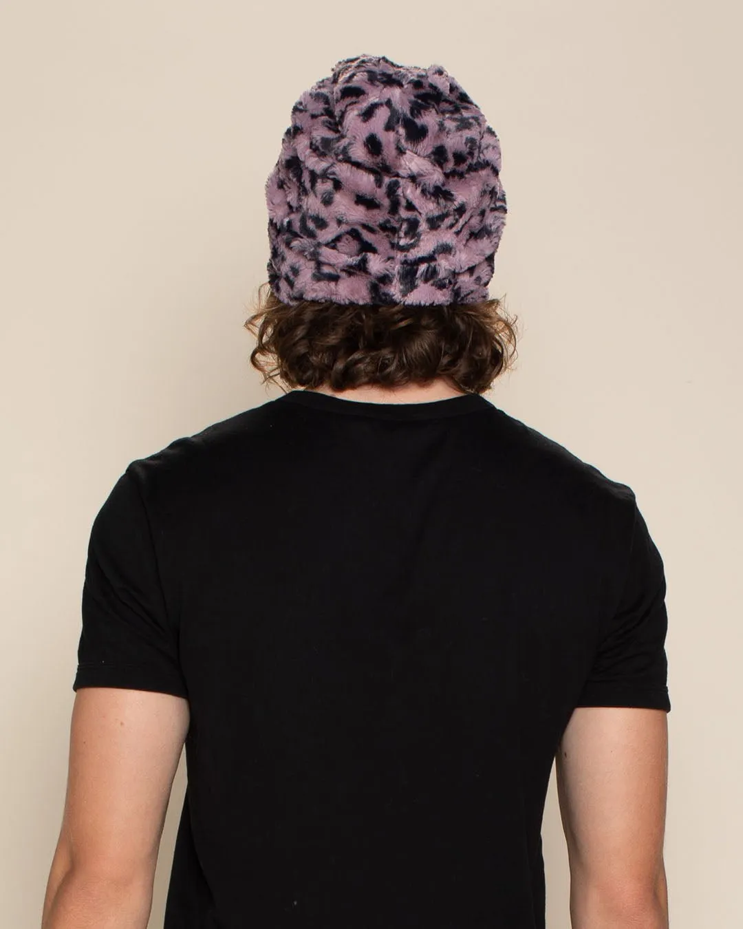 Lavender Leopard Faux Fur Beanie | Men's
