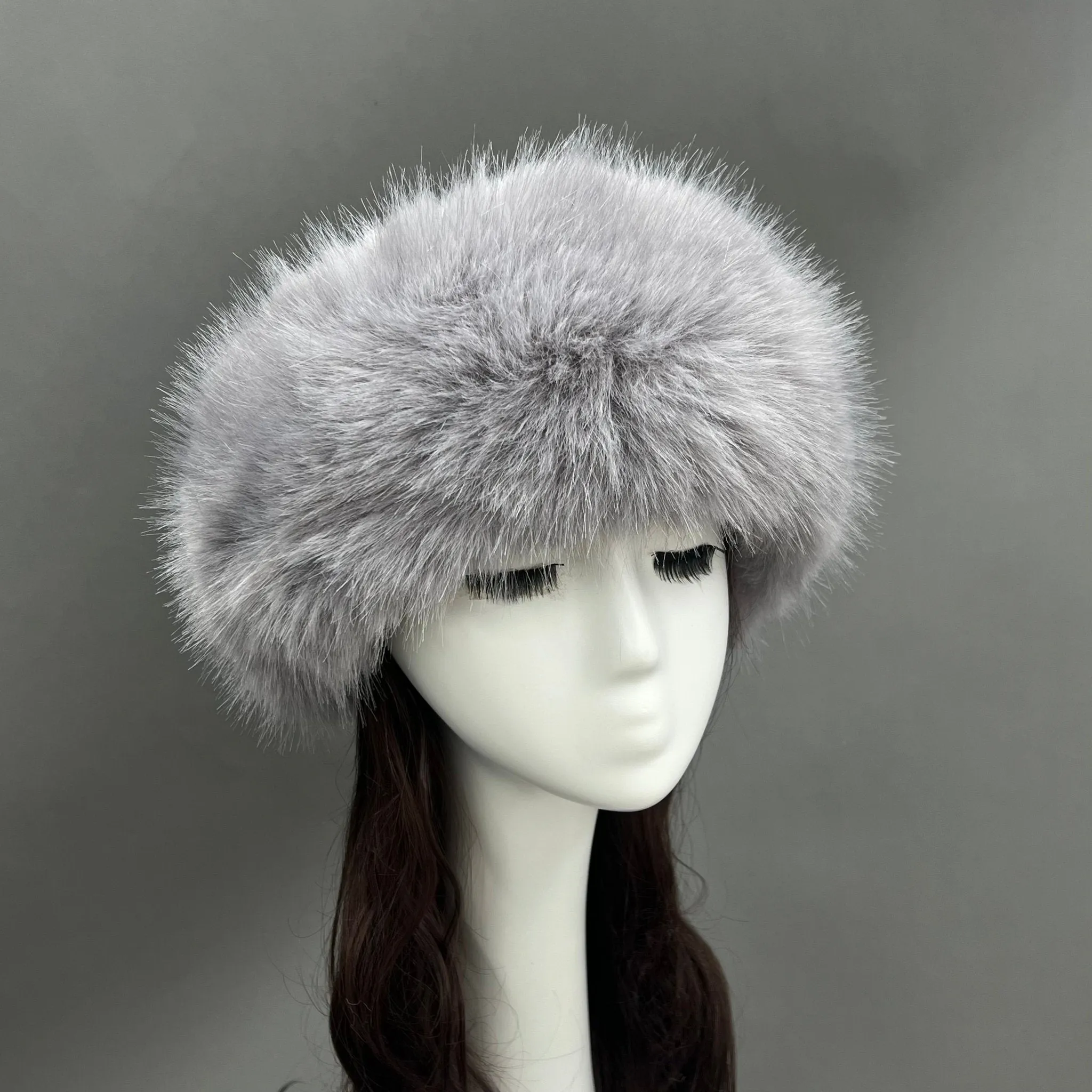 Light Grey Faux Fur Headband