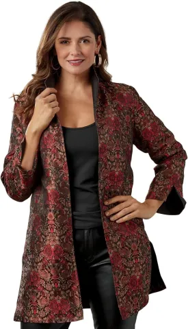 Masseys Jacquard Open Front Jacket for Women