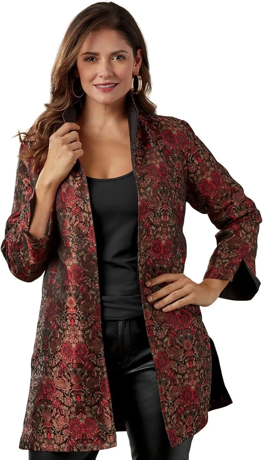 Masseys Jacquard Open Front Jacket for Women